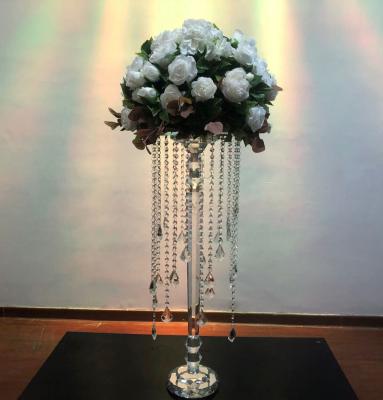 China ZT-323N Gorgeous Wedding Standing Flower Stand Hanging With Crystals for sale