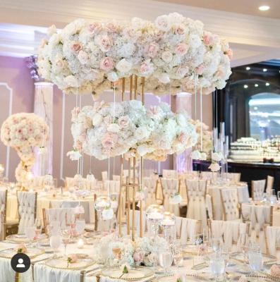 China Hot new wedding event concert ZT-538 metal double layer flower stand metal flower arrangement for wedding centerpieces for sale