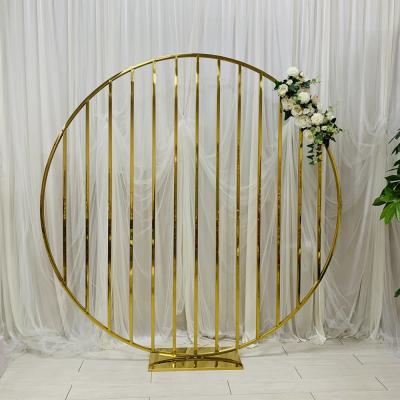 China Latest Factory Gorgeous Luxury Stainless Steel Gold Round Panel Backdrop Wedding Decoration for sale