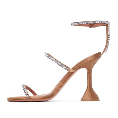 China Fashion Trend High Heels Elegant Shoes Sandals Ankle Strap Sandals With Rhinestones Ladies Heel Sandals for sale