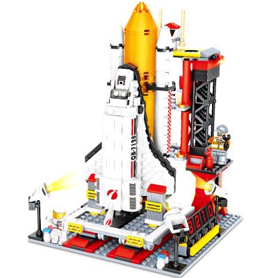 China Building Block Aerospace Toy Rocket DIY Building Brick Shenzhou Small Particles Plastic Children Assembled Building Block Sets for sale