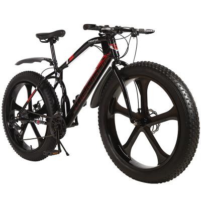 China Factory direct sale snow mountain bike spring double fork transmission (low speed without damping) disc brake wide tire 26 inch fat tire for sale