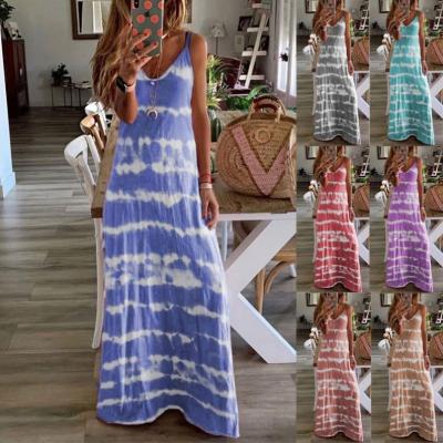 China 2021 New Summer S-5XL Breathable Women Loose Maxi Dresses Elegant Sleeveless Beach Dress for sale