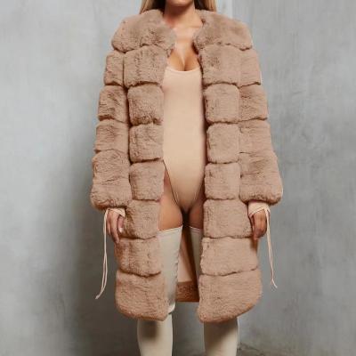 China new Anti-wrinkle faux fur coat padded coat thickened long plush women's coat anorak for sale