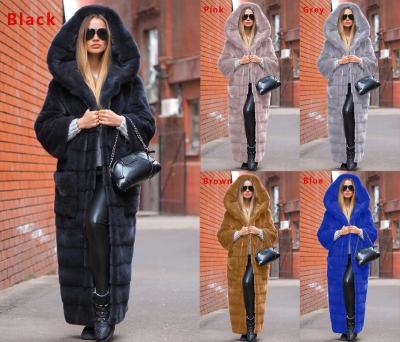 China Anti-wrinkle fashion ladies long fur coats lace up children's fur coats with hood, girls' fur coats for sale