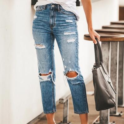 China Women's Breathable Pencil Pants Ripped Jeans Bestselling Ripped Pants for sale