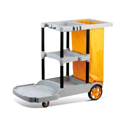 China Amazon Eco - Friendly Hotel Hospital Plastic Cleaning Cart Laundry Cart for sale