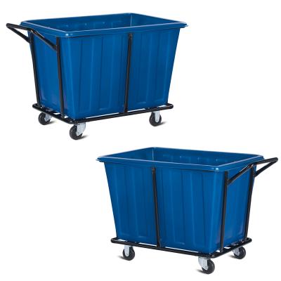 China Modern Can Be Customized Cleaning Trolley Large Laundry Trolley Durable Plastic Blue Laundry Carts With Wheels for sale