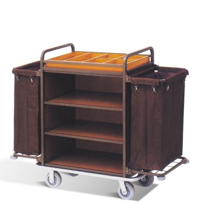 China Hotel Household Multifunctional Trolley Hotel Room Service Trolley Three Layer Service Cleaning Trolley for sale