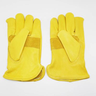 China Industry Full Yellow Color Sheepskin Helmet Winter Work Safety Leather Working Gloves for sale