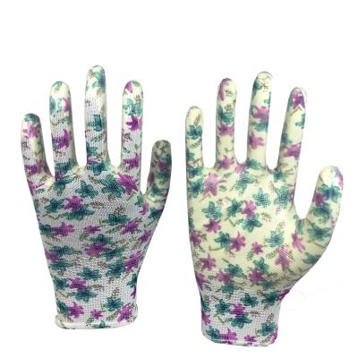 China 13G Agriculture Polyester Nitrile Coated Gloves Smooth Finished Flower Gloves for sale