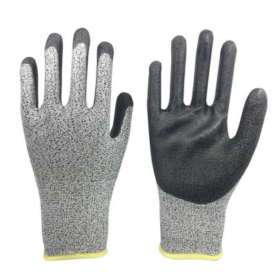 China Agriculture Top Glove HPPE Shell Black PU Coated Cut Out Heavy Duty Glove Safety Work Gloves PU Spliced for sale