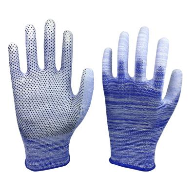 China PU and dot coated working gloves /safety agriculture 13G polyester coating en388 glove for sale