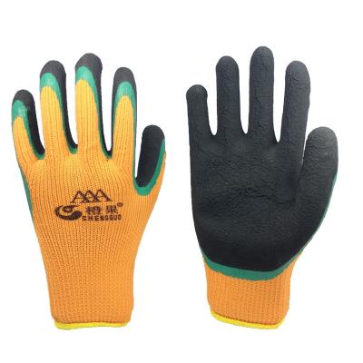 China Agriculture 7g terry liner latex napping foam coated plam boarding and treatment stacking working gloves en388 for sale