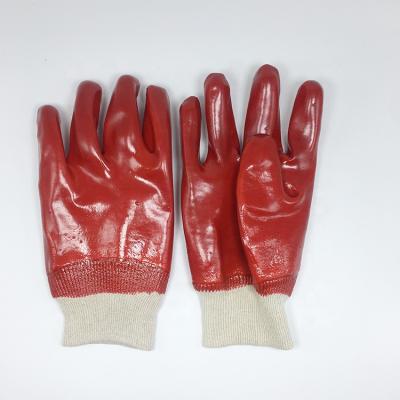 China Agriculture Good Quality Light Industry Shorts Red Soft PVC Oil Resistant Safety Working Gloves for sale