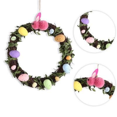 China 2022 Easter Decoration Hot Sale Bunny Wreath With Egg Multicolor Easter Garland for sale