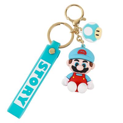 China Super Hot 3d Decoration Souvenir PVC Silicone Rubber Key Chain Mario Bros Figure Soft Cute For Kids Anime Pendant Key Chain for sale