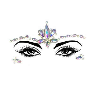 China Waterproof Glow in the Dark Jewels Crystals Rhinestone Face Tattoo for Halloween Nightclub Festival Party Carnival Luminous Face Gems Stickers for sale