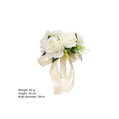 China Emulation Realistic Western Bridal Handmade Artificial Bridesmaid Bouquet Wedding Style Bridal Bouquet for sale