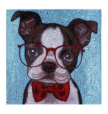 China Waterproof + Eco-friendly Cartoon For Dog Painting With Diamond Drawing Small Size 15x15cm With Point Of View Diamond Painting for sale