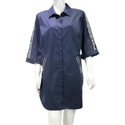 China Lady's Shirt Breathable Fashion Blouse Shirts For Women Long Shirt Dress Pocket for sale