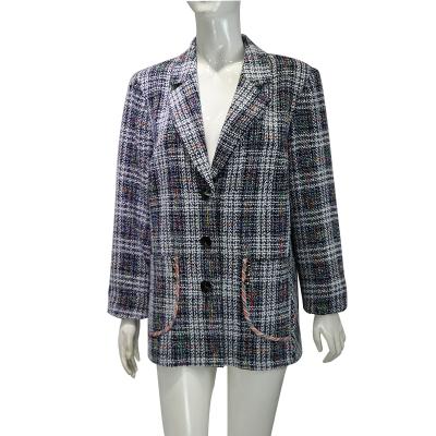 China Anti-wrinkle women's coats 2021 autumn plaid coat business causel style coat for sale