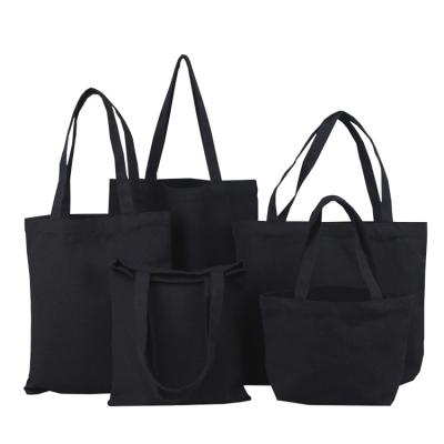 China Large Recycled Wholesale Custom Canvas Handled 12oz Zipper Book Shoulder Shopping Shopper Tote Black Cotton Bag for sale