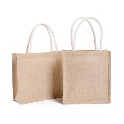 China Jute Tote Shopping Bags Cheap Price Custom Printing Logo Wedding Cloth Large Natural Handle Old for sale