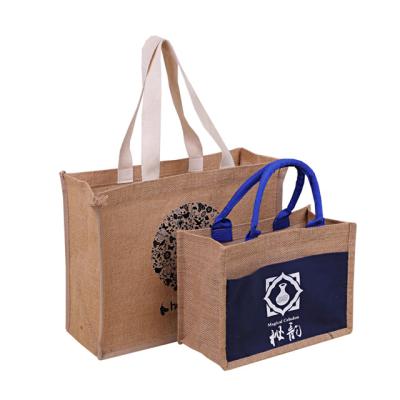 China Beach Cary Bags Jute Bag Jute Burlap Slogan Print Design Tote Promotional Wholesale Custom Full Handle for sale