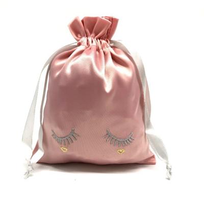 China Gift Recycled Custom Size Logo Jewelry Shoe Gift Clothing Dust Drawstring Pouch Satin Bag For Hair for sale