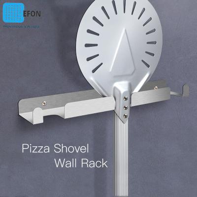 China Efon Sustainable Pizza Peel Wall Rack Brushed Heavy Duty Stainless Steel Wall Mounted Pizza Peel Hanger Pizza Peel Rack Rack for sale