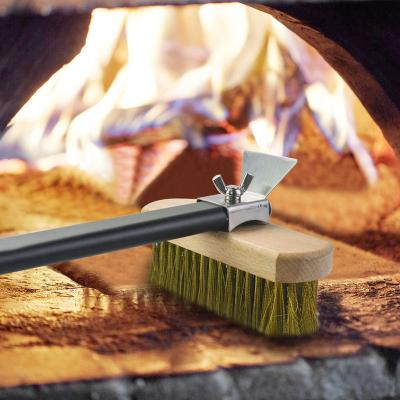 China Efon Professional Viable Oven Copper Brush Scraper Household Grill Pizza Brass Cleaning Brush With 21 Inch Aluminum Handle for sale