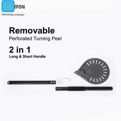 China Efon long workable handle 9 inch pizza peel perforated shovel aluminum pizza peel handle non-slip pizza hard coating turning tool for sale