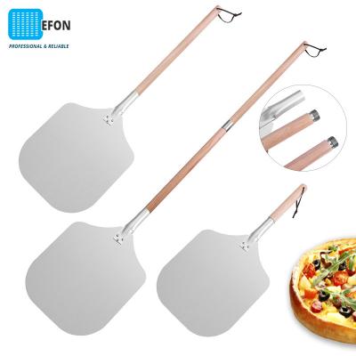 China Efon Durable Aluminum Alloy Folding Pizza Skin With Long Oak Handle With Hook Pizza Spatula Making Flip Transfer Pizza Tools Bake for sale