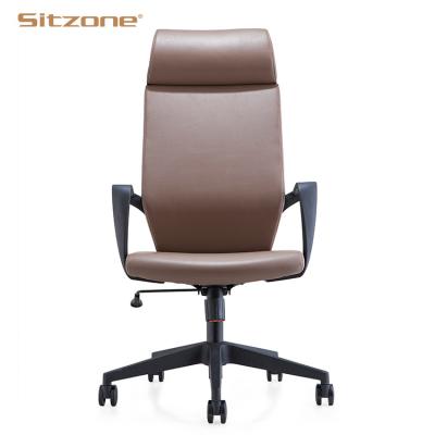 China Factory Price High Back Executive Leather Swivel Adjustable PU Leather Armchairs Home Office Chairs (Height) for sale