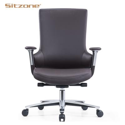 China Foshan Office Swivel Design Luxury Adjustable Ergonomic Computer Desk Chair Real Leather Executive Office Chair (Height) for sale