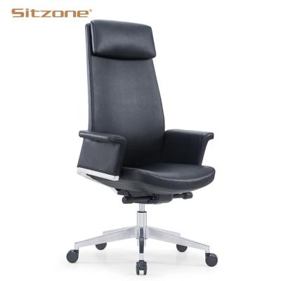 China Ergonomic Office Chairs (Height) Foshan Adjustable Luxury High Back Head Executive Real Leather Task Office Chair for sale