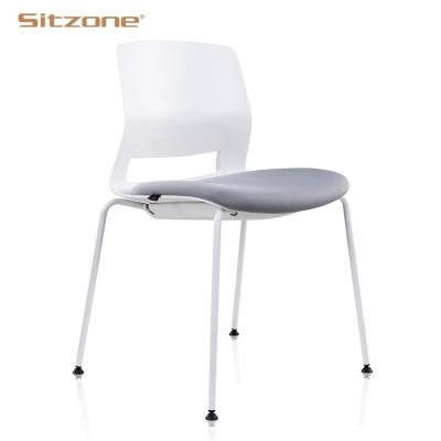 China Stable Factory Price White Plastic Waiting Room Chairs Stackable Classic Design Visitor Office Chairs for sale