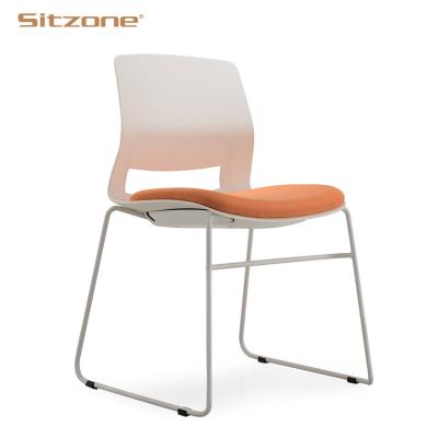 China Competitive Price Modern Design Stable White Plastic Office Chairs Stackable Waiting Room Visitor Office Chair for sale