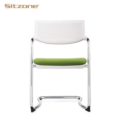 China Foshan Stackable White Color Guest Visitor Reception Meeting Room Office Plastic Back Chair for sale