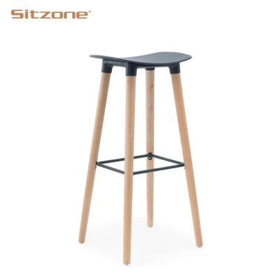 China Modern Cheap Wholesale Modern Plastic Beech High White Wooden Leg Chair Bar Stools Bar Stools Seat Furniture Commercial Bar Furniture for sale