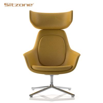 China Cooling Best Selling 2020 Conference Yellow Leather Arms Chairs Public Sector Fixed Headrest Leisure Chairs for sale