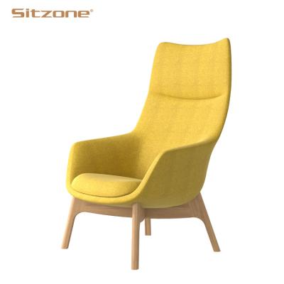 China Restaurant Traditional Modern Yellow Fabric Leisure High Canopy Back Lounge Chair for sale