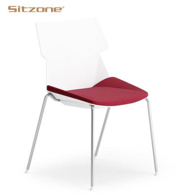 China Foshan Wholesale Foldable Stackable Modern White Plastic Meeting Office Chairs Executive Visitor Training Chair for sale