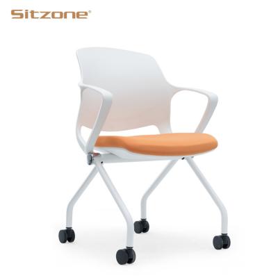 China Foldable High Quality Foldable Training Chair With Casters Plastic Conference Chair Office Furniture for sale