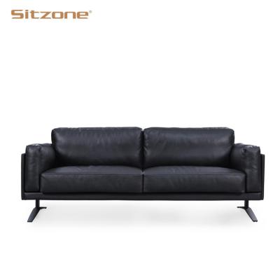 China Modular Wholesale Furniture Cheap Modern Soft Black Leather Executive Sofa Set For Office for sale