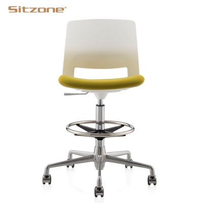 China 2021 Best Selling Stable White Plastic Adjustable Lift Stool Chairs Fabric Swivel Home Office Executive Chairs for sale