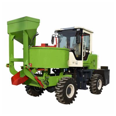 China Portable Front Flat Mouth Automatic Cement Self Loading Soil Mud Hopper Bagging Industrial Powder Mixer Concrete Mixing Machine for sale