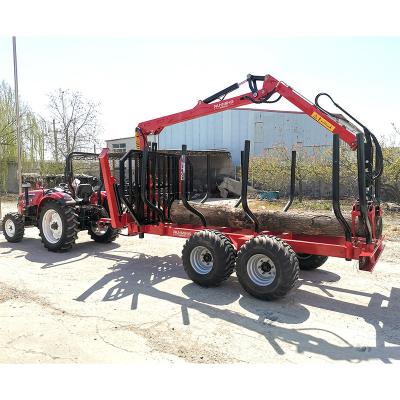 China Transportaion forestry log / timber timber / lumber trailer with hydraulic crane grapple for sale