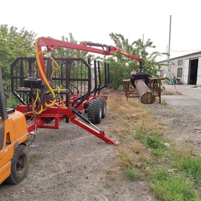 China Timber Transportaion ATV 1.5 Ton Timber Trailer With Crane Hydraulic Log Loader With Grapple Firewood Trailer TTC03T Te koop